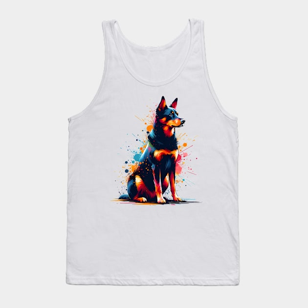 Working Kelpie Captured in Colorful Splash Art Style Tank Top by ArtRUs